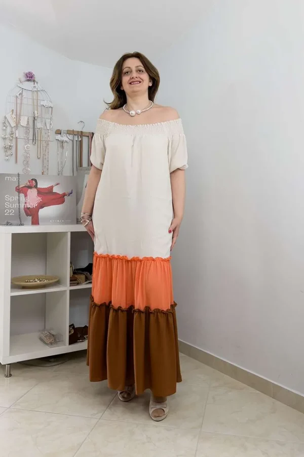 Mealys Abito con balze e spalle scoperte taglie comode Outlet