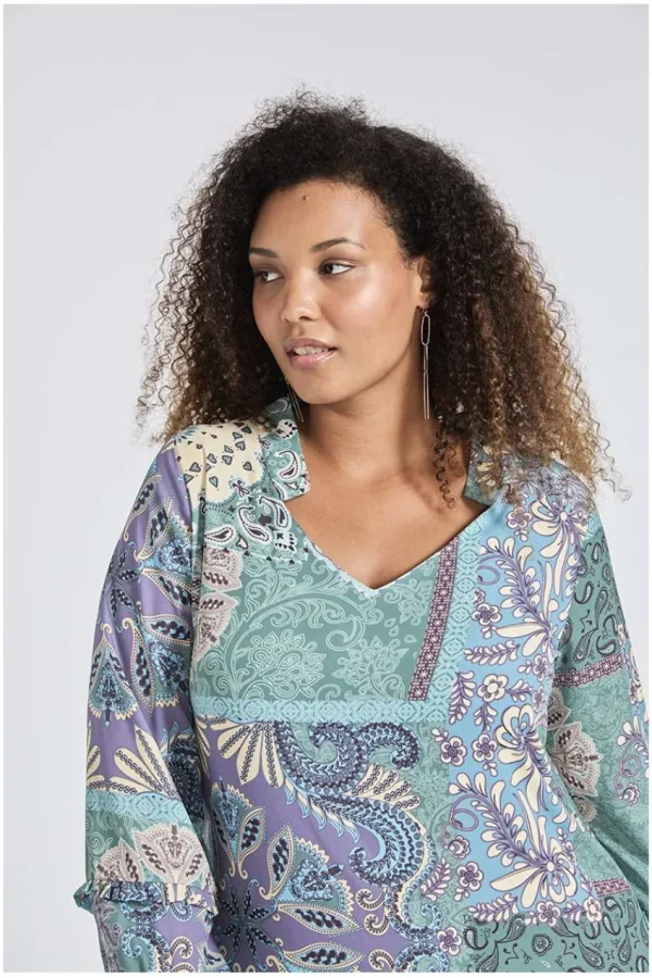 SPG Woman Abito con ruches e fantasia paisley Clearance