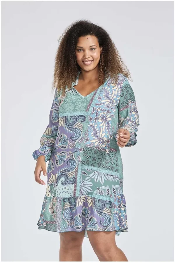 SPG Woman Abito con ruches e fantasia paisley Clearance