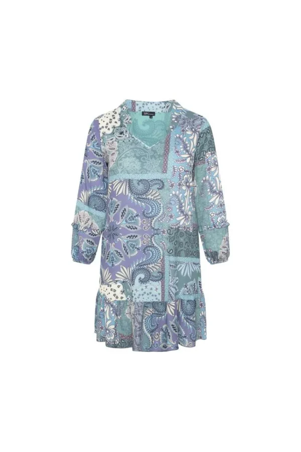 SPG Woman Abito con ruches e fantasia paisley Clearance