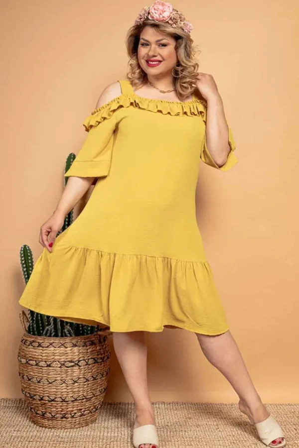 Donna Curvy Abito con spalle scoperte taglie forti Best