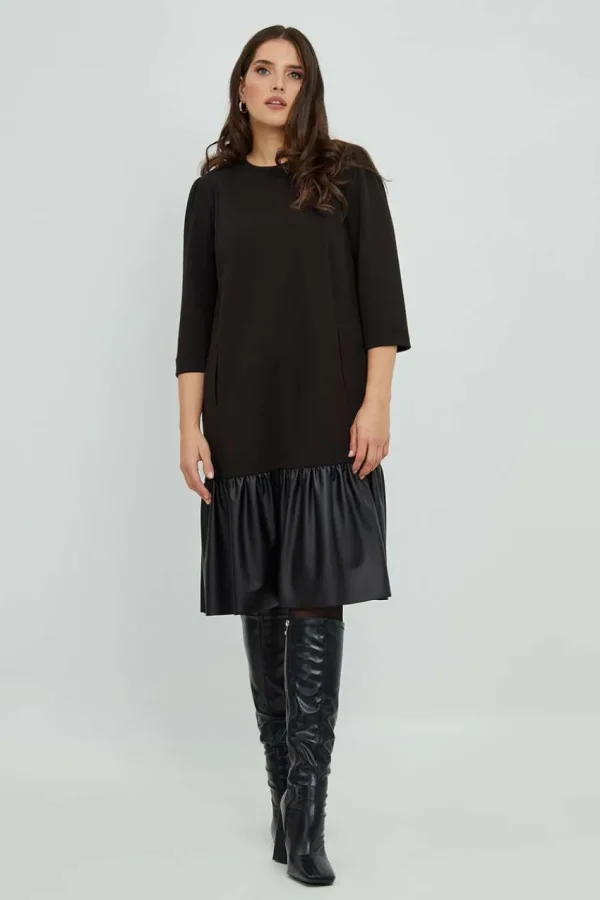 Mat Fashion Abito doppio tessuto con balza Taglie Comode Hot