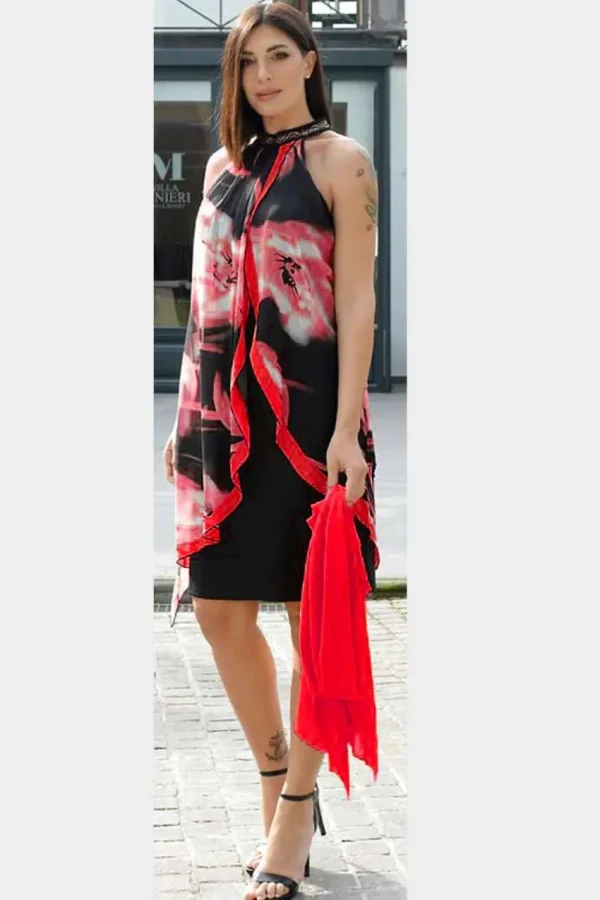 Donna Curvy Abito elegante con stola taglie comode Discount