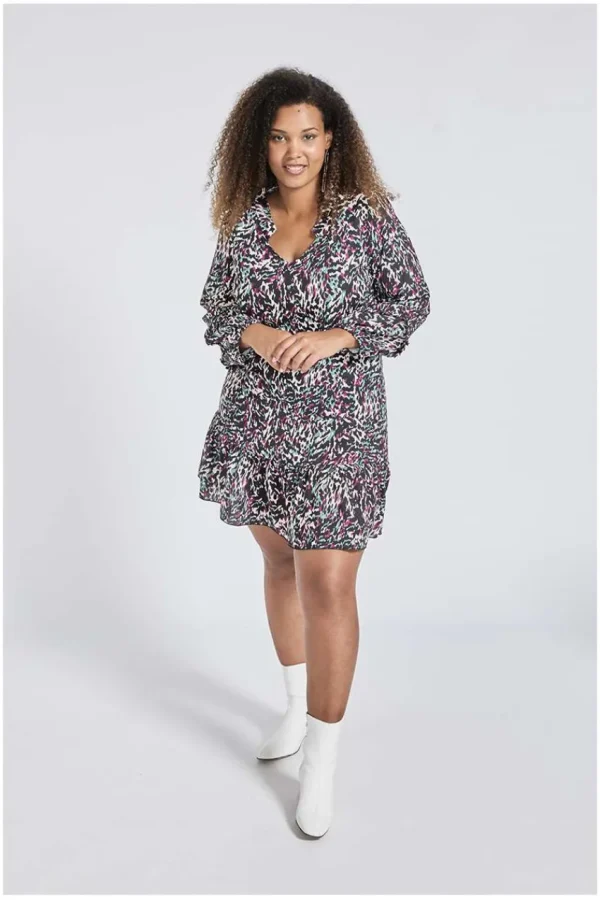 SPG Woman Abito fantasia ruches taglie comode Outlet