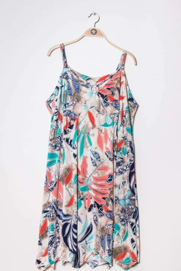 Donna Curvy Abito fantasia tropicale taglie forti New