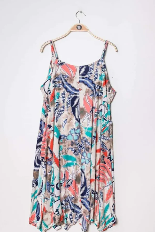 Donna Curvy Abito fantasia tropicale taglie forti New