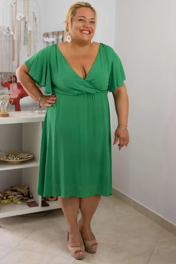 Jiveley Abito georgette incrocio e rouche taglie comode Sale