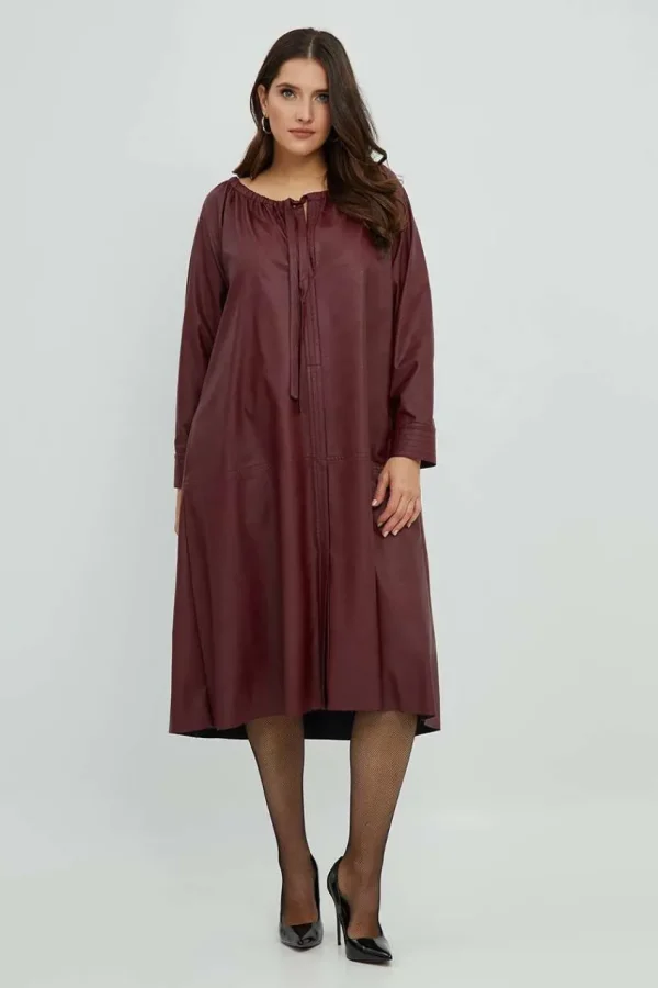 Mat Fashion Abito in ecopelle con cintura Taglie Comode Clearance
