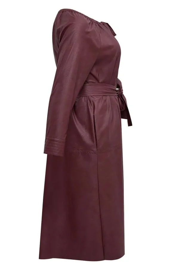 Mat Fashion Abito in ecopelle con cintura Taglie Comode Clearance