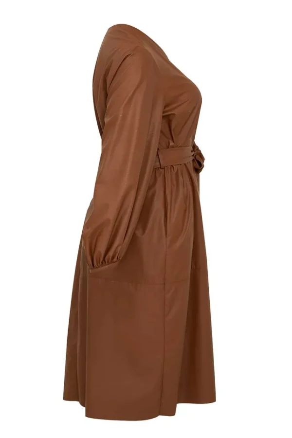 Mat Fashion Abito in eco-pelle con manica a palloncino taglie comode Outlet