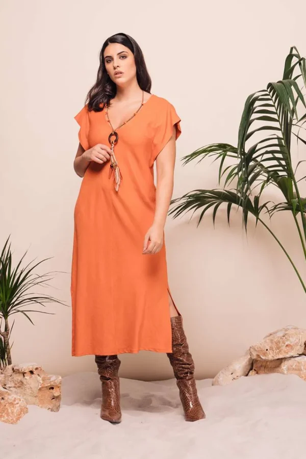 Mealys Abito in lino con collana dreamcatcher taglie comode Online