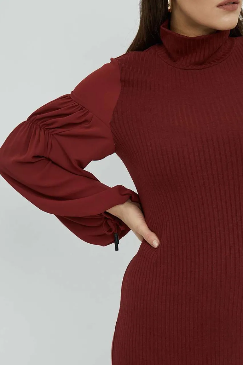 abito_in_maglia_a_collo_a_4.webp Mat Fashion Abito in maglia a collo alto Taglie Comode Sale