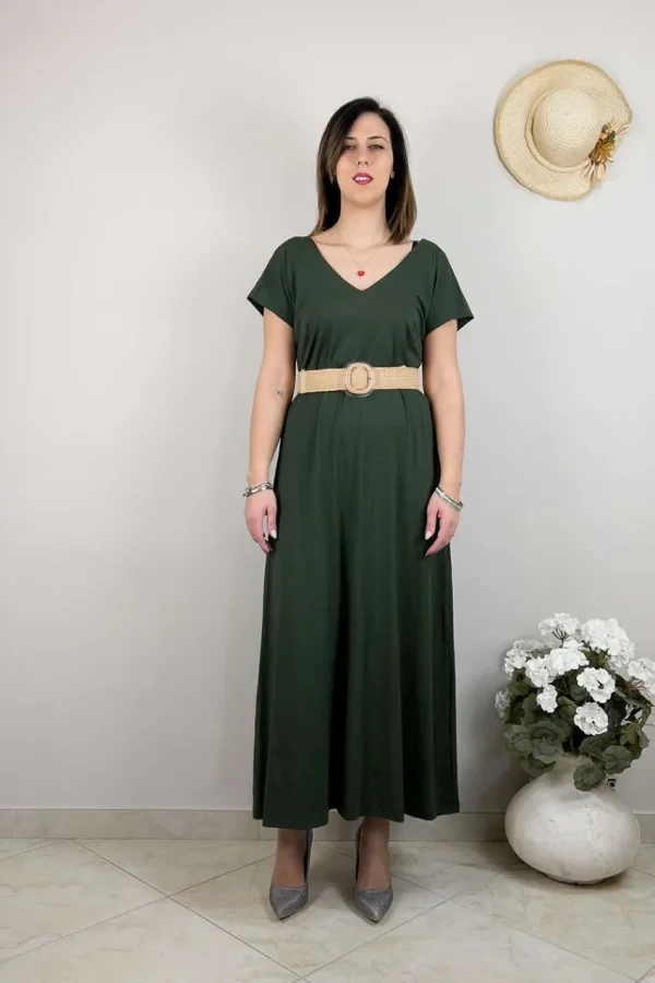 Mat Fashion Abito mezza manica lungo scollo a V taglie comode Hot
