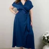 Mat Fashion Abito satin a portafoglio taglie comode Sale