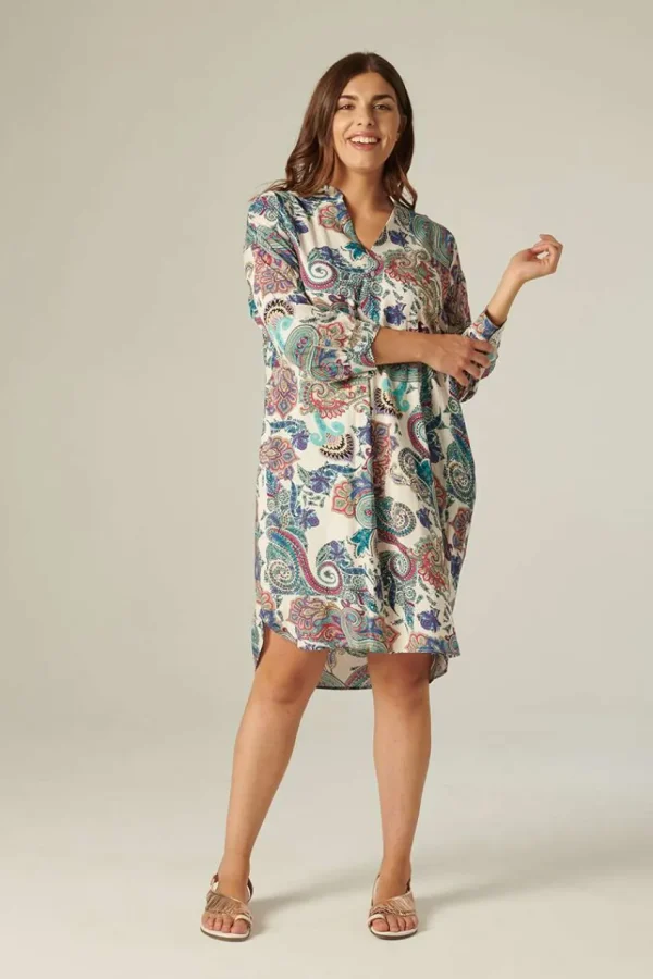 Talissa Mode Abito scollo a v fantasia paisley taglie comode New