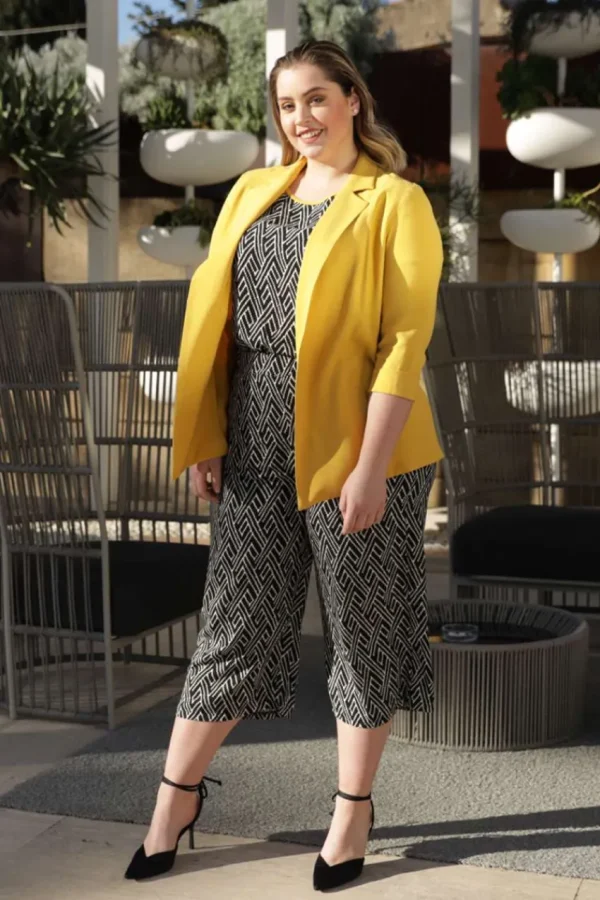 Jiveley Blazer con manica a risvolto e tasche taglie comode Outlet