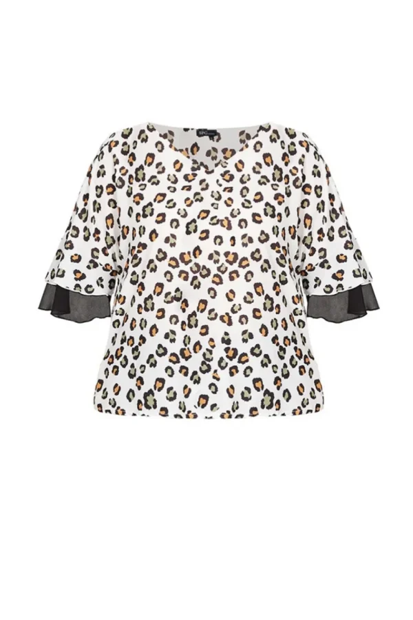 SPG Woman Blusa animalier con volant taglie forti Hot