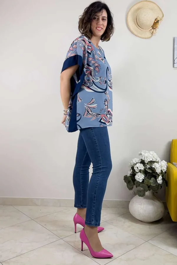 Jiveley Blusa caftano paisley taglie comode Hot
