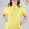 Jiveley Blusa con bottoncini e arriccio taglie comode Clearance