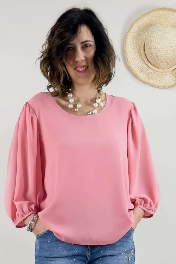 Talissa Mode Blusa con maniche trasparenti taglie comode Outlet
