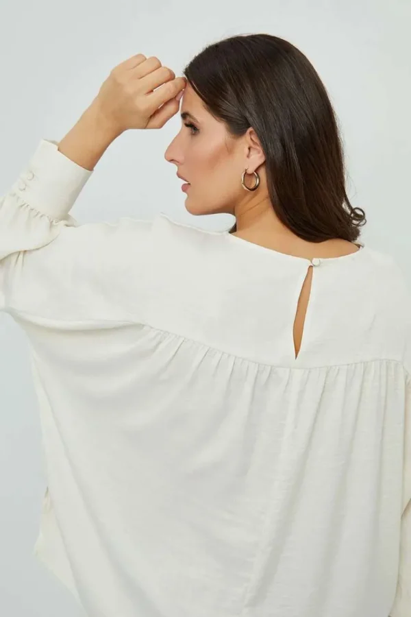 Mat Fashion Blusa con polsini e scollo a U taglie comode Discount