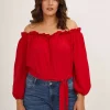 Mat Fashion Blusa con scollo a barca taglie comode Discount