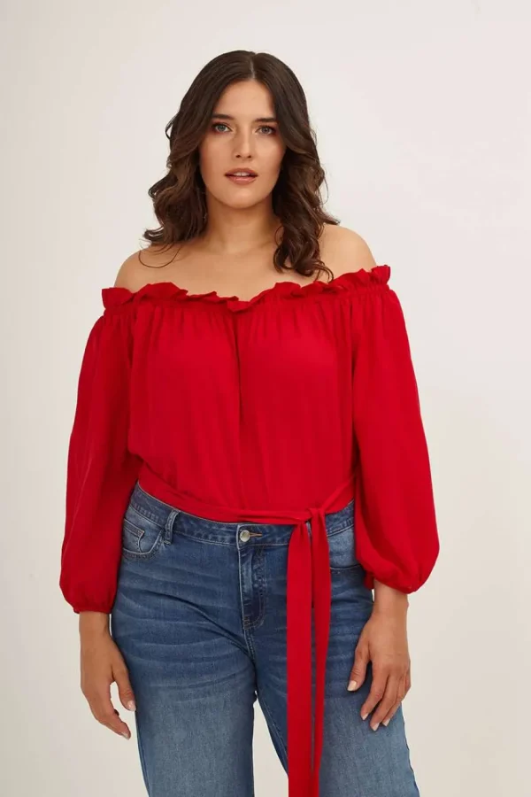 Mat Fashion Blusa con scollo a barca taglie comode Discount