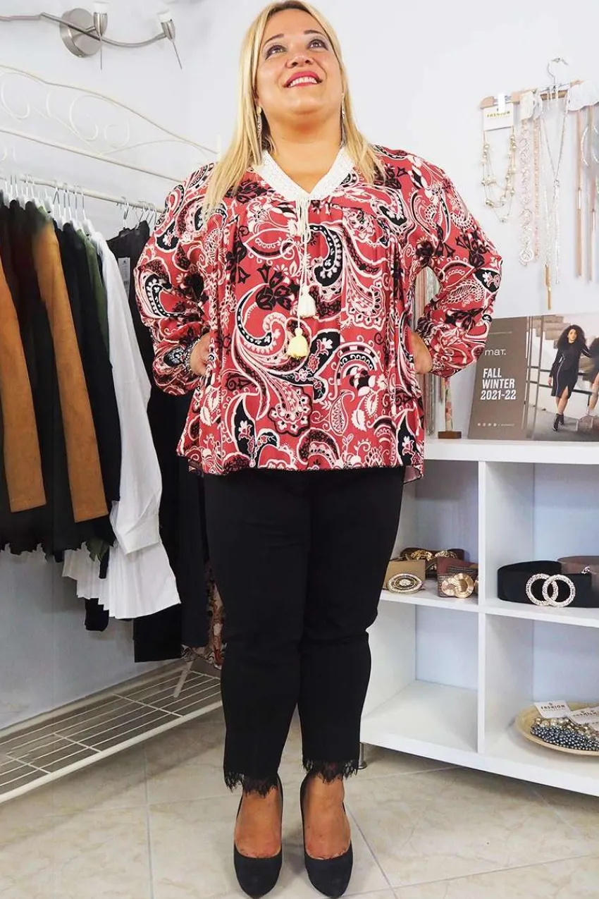 blusa_con_stampa_cashmere_1.webp Donna Curvy Blusa con stampa cashmere taglie comode Clearance