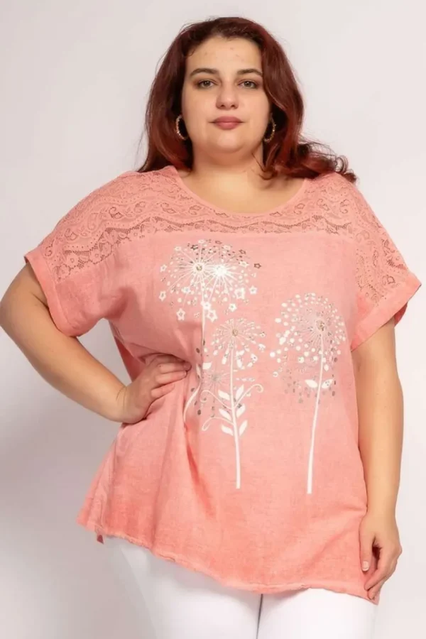 Donna Curvy Blusa con stampa con strass taglie forti Best