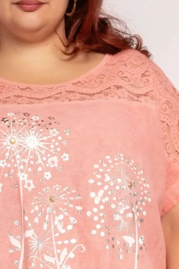 Donna Curvy Blusa con stampa con strass taglie forti Best