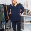 Donna Curvy Blusa con volant e fiocco taglie comode Sale