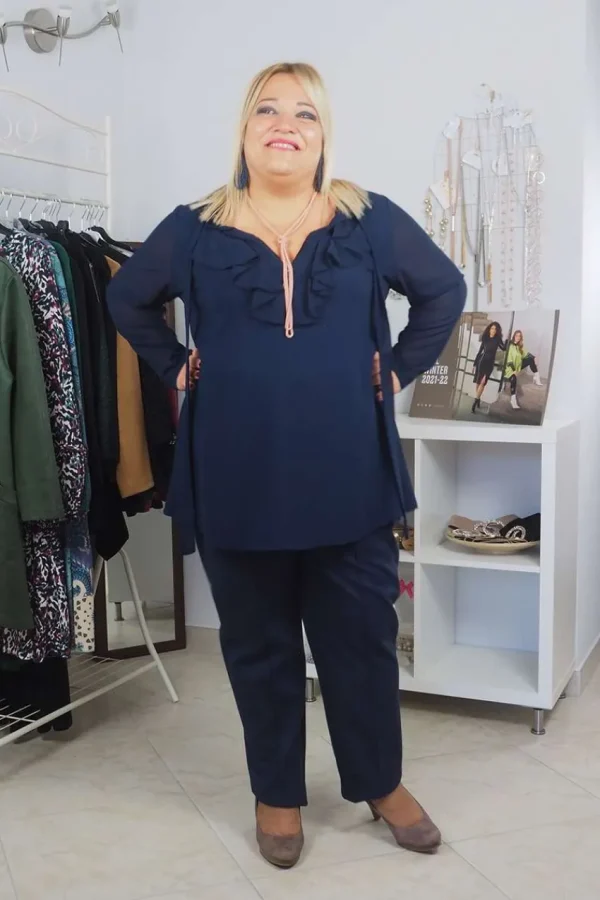 Donna Curvy Blusa con volant e fiocco taglie comode Sale