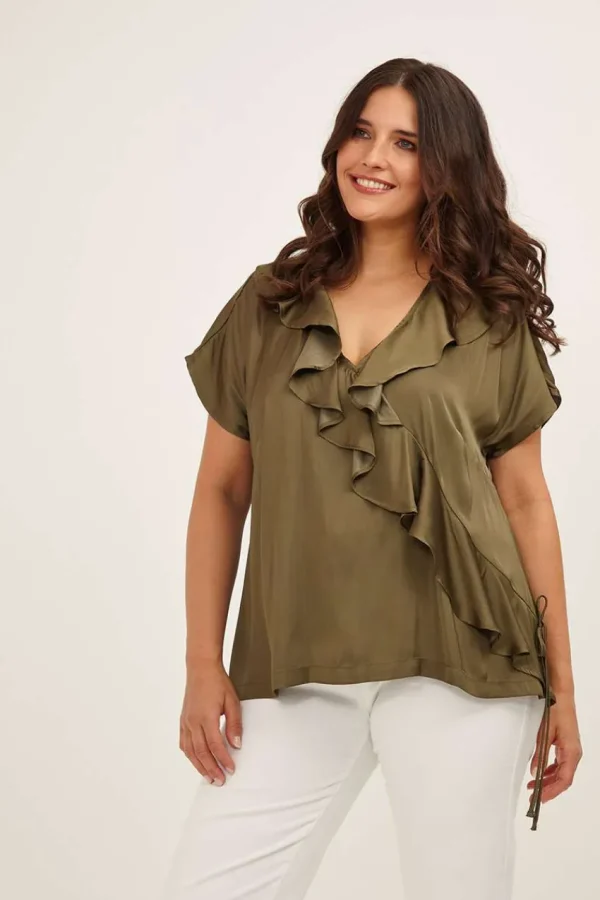 Mat Fashion Blusa con volant taglie comode Outlet