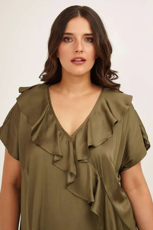 Mat Fashion Blusa con volant taglie comode Outlet
