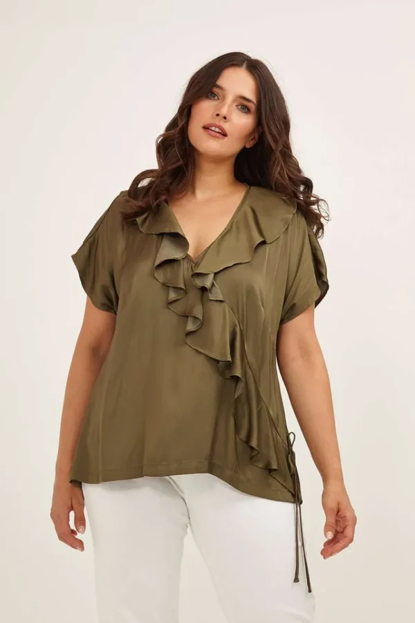 Mat Fashion Blusa con volant taglie comode Outlet