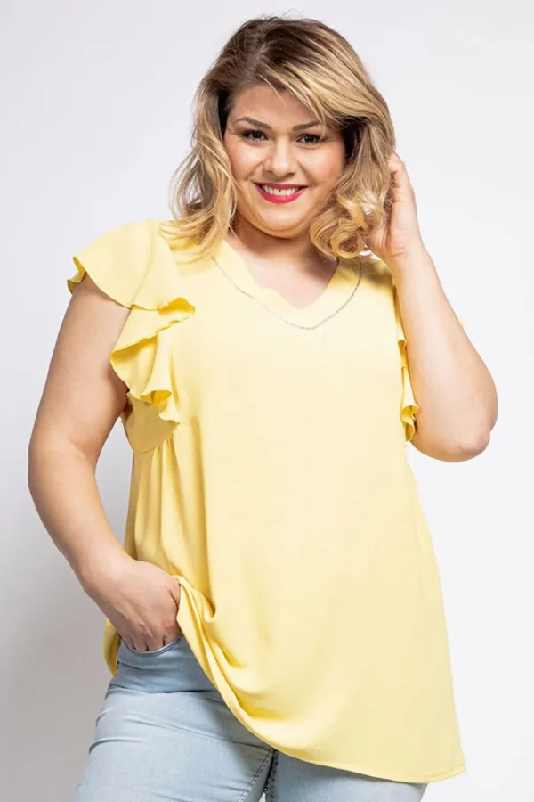 Donna Curvy Blusa con volant taglie forti Clearance