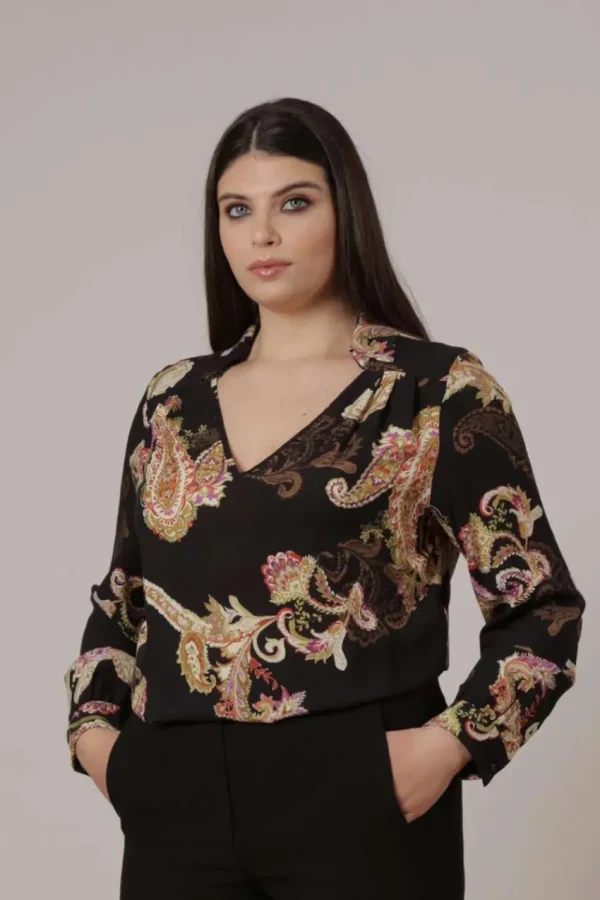 Jiveley Blusa Fantasia Paisley taglie comode Outlet