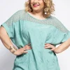 Donna Curvy Blusa in pizzo e ricami taglie forti Outlet
