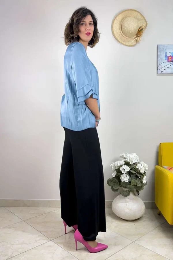 Talissa Mode Blusa laminata con manica ruches taglie comode Clearance