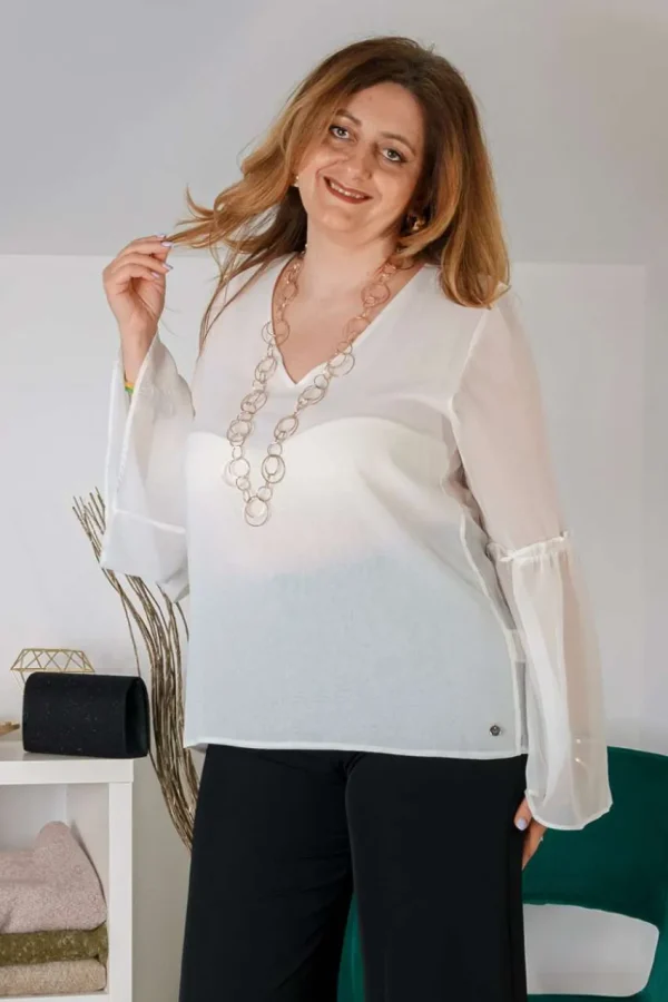Talissa Mode Blusa scollo a v con manica lunga taglie comode Outlet