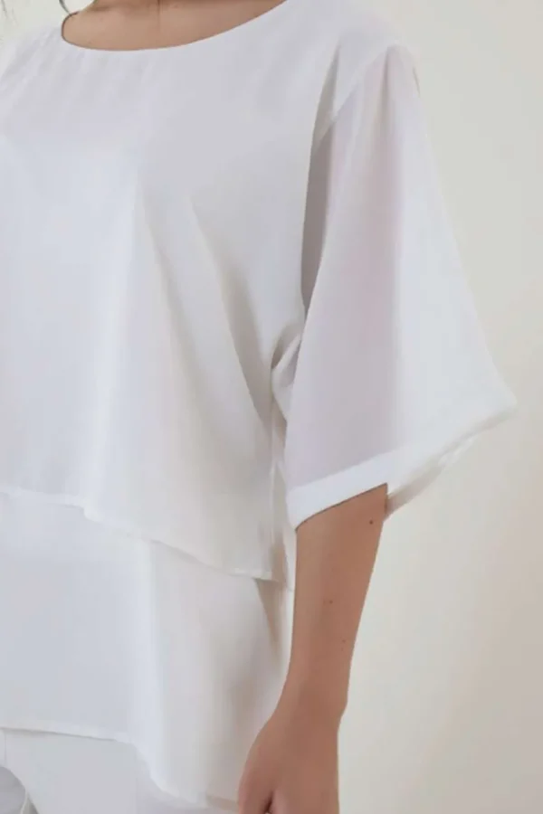 Jiveley Blusa scollo rotondo con doppio tessuto taglie comode Discount