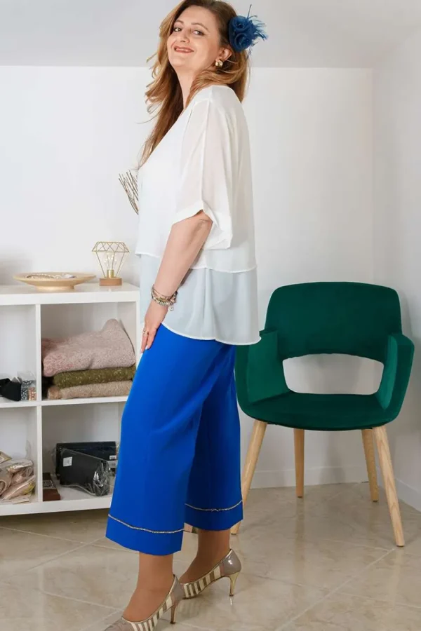 Jiveley Blusa scollo rotondo con doppio tessuto taglie comode Discount