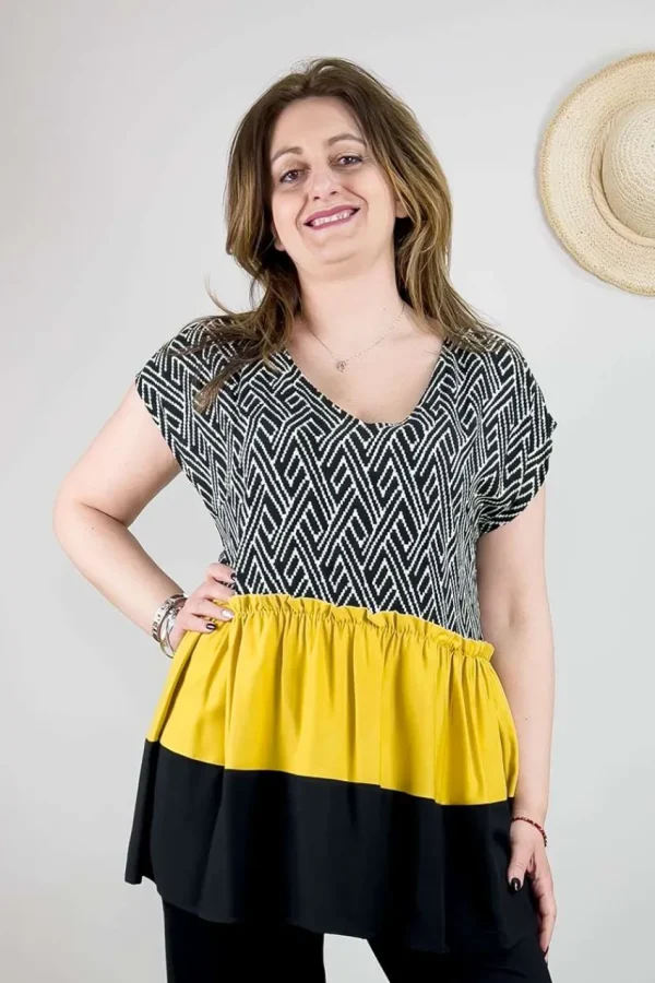 Jiveley Blusa smanicata etnica taglie comode Discount