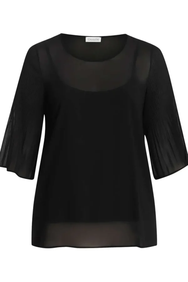 Chalou Blusa trasparente con manica plissettata taglie comode Sale