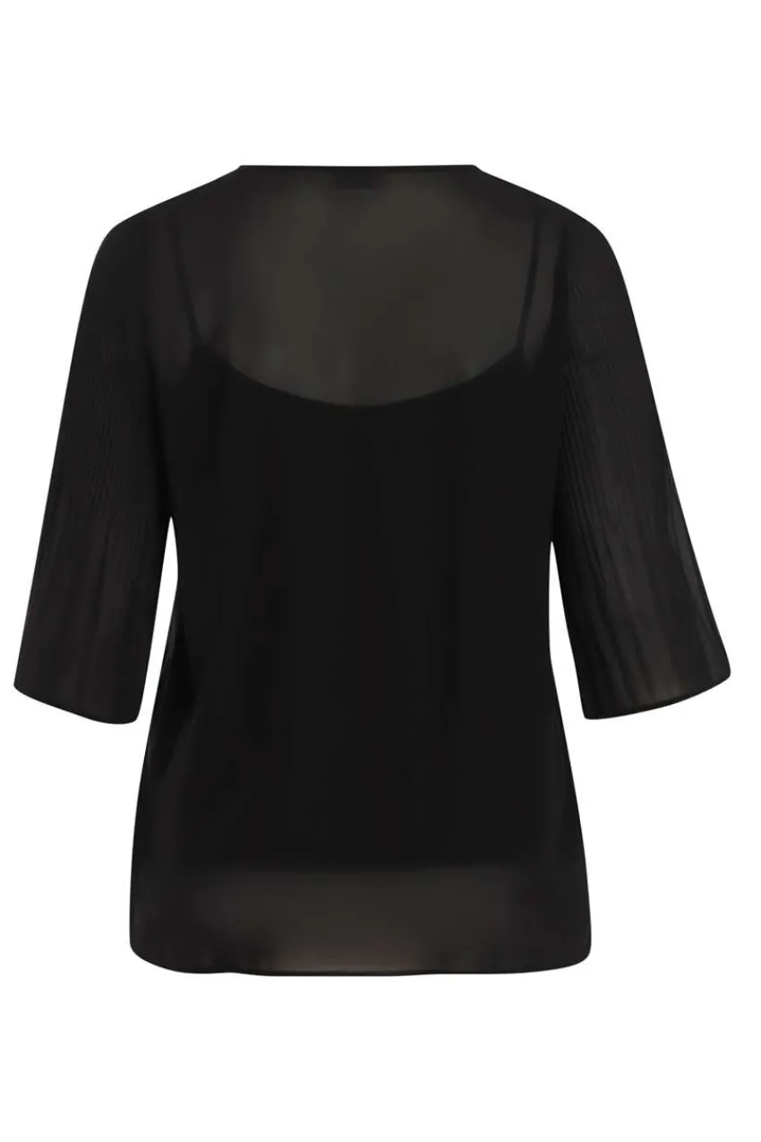 blusa_trasparente_con_man_2.webp Chalou Blusa trasparente con manica plissettata taglie comode Sale