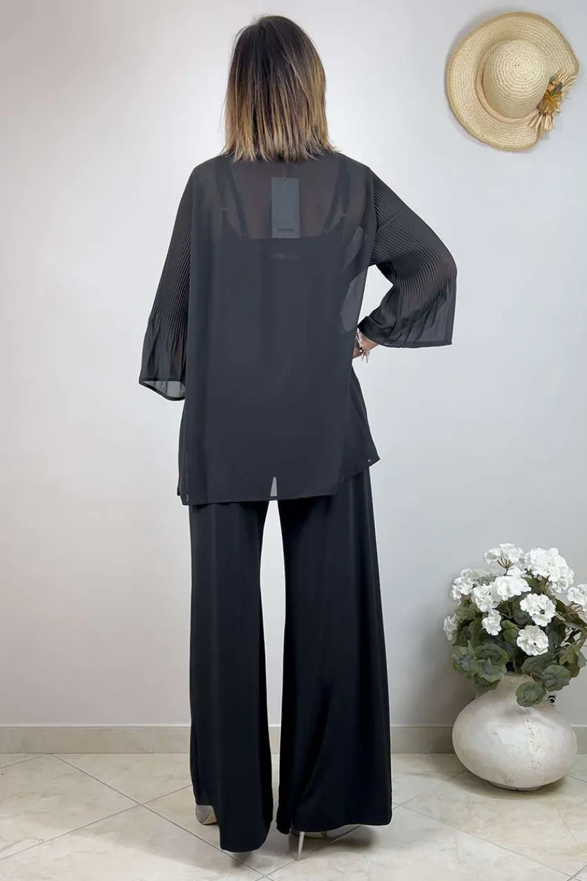 blusa_trasparente_con_man_3.webp Chalou Blusa trasparente con manica plissettata taglie comode Sale