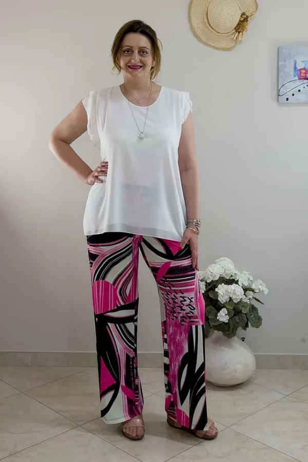 Donna Curvy Bluse con collana smanicata con rouches taglie comode Online