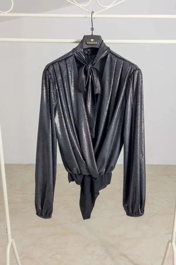 Donna Curvy Body brillantinato ad incrocio con fiocco Outlet