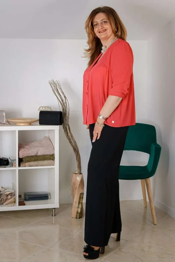Talissa Mode Camicia fucsia con maniche a ¾ taglie comode Hot