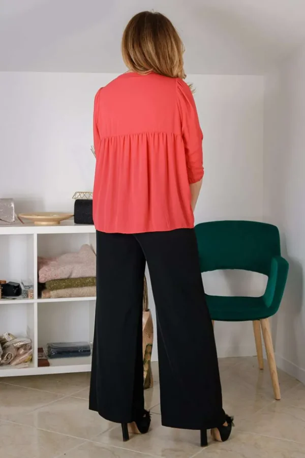 Talissa Mode Camicia fucsia con maniche a ¾ taglie comode Hot